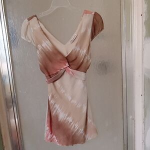 Forever 21 Brown and Cream Vneck Blouse